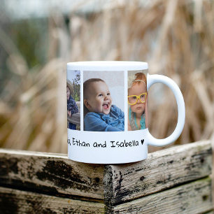 Love You Pop Grandkids Names 5 Photo Collage Coffee Mug