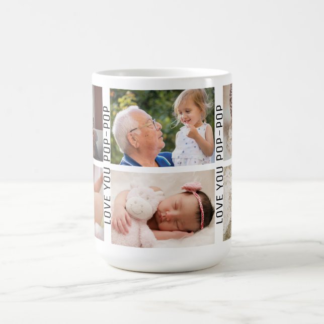 Love You Pop-Pop  6 Photo Custom Collage Grandpa Coffee Mug (Center)