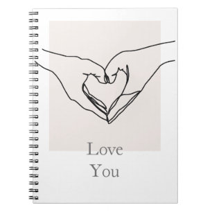 Love you poster. Line art hands wall art Spiral Notebook
