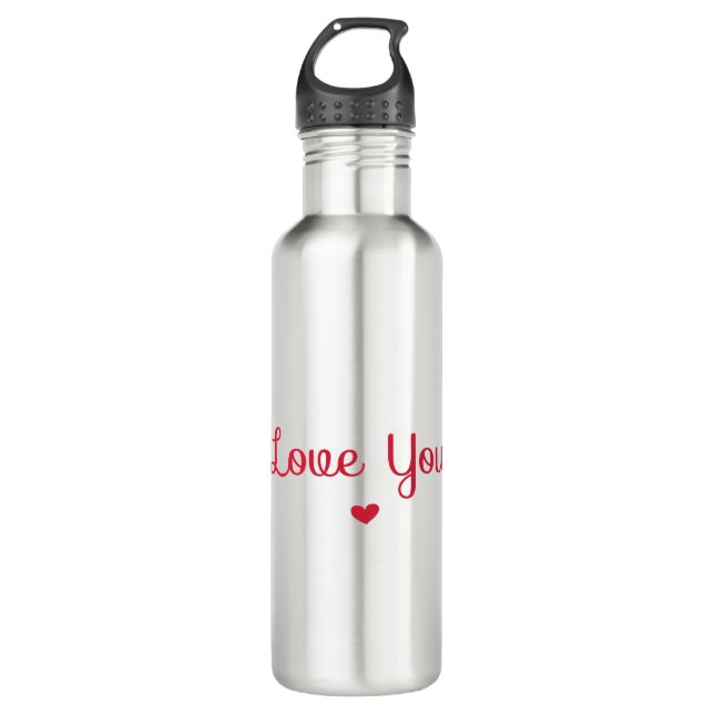 Love you red heart 710 ml water bottle (Front)