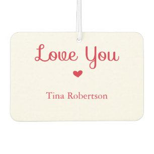 Love you red heart personalized white air freshener