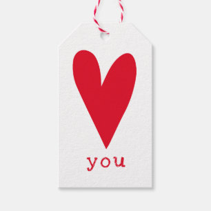 Love You   Red Heart Valentine's Day Gift Tags