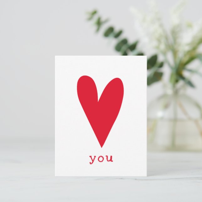 Love You | Red Heart Valentine's Day Holiday Postcard (Standing Front)