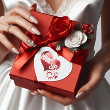 Love You Red Marble Heart Valentine Heart Sticker