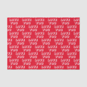 Love You, red white modern bold Tissue Paper