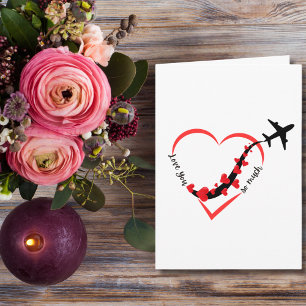 Love You so much Heart & Airplane Romantic Simple Card
