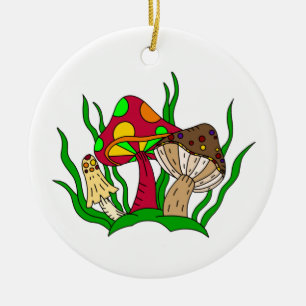 Love You So Mush   Mushroom Pun Christmas Ceramic Ornament