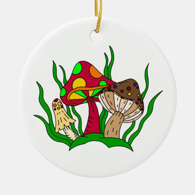 Love You So Mush | Mushroom Pun Christmas Ceramic Ornament (Front)