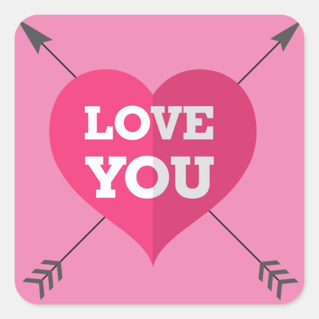 Love You Square Sticker (Front)