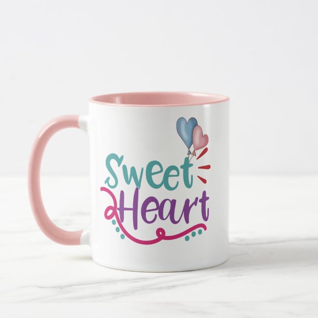 Love You Sweetheart Mug Gift for Wife Girlfriend (Left)
