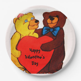 LOVE YOU TEDDY BEAR PAPER PLATE
