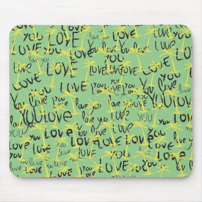 Love You Text Pattern Creative Typography  Mouse Pad (Front)