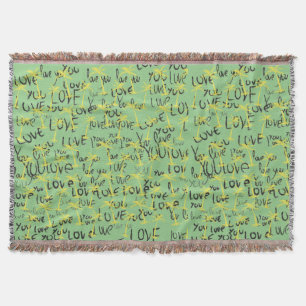 Love You Text Pattern Creative Typography  Throw Blanket