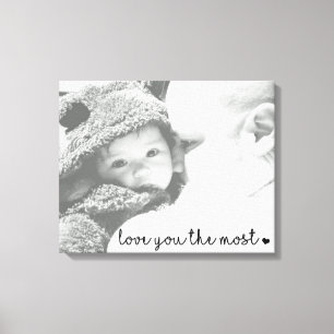 love you the most with heart simple modern canvas print