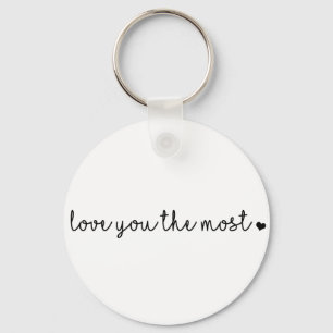 love you the most with heart simple modern keychain