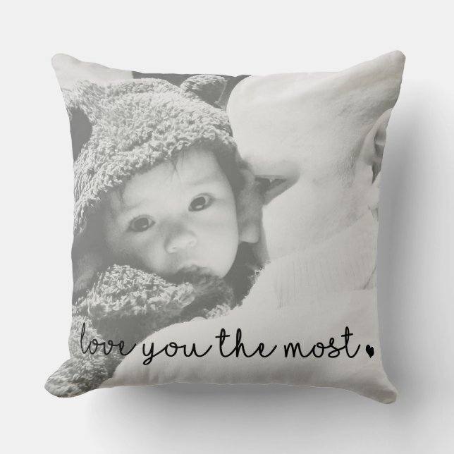 love you the most with heart simple modern throw pillow (Front)