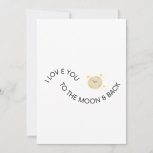 Love You to Moon and Back Cute Minimal Valentine Holiday Card