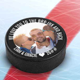 Love You to the Brr-ink & Back Personalized Photo Hockey Puck