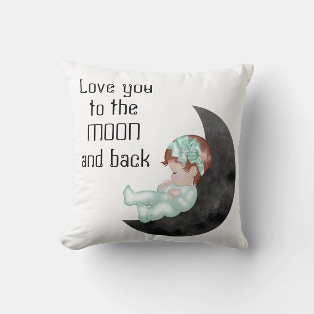 Love you to the Moon and Back Baby Pillow (Front)