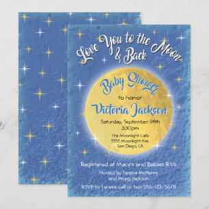 Love you to the moon and back baby shower invites