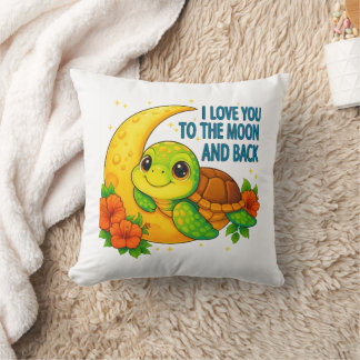 Love You to the Moon and Back Baby Turtle Throw Pillow