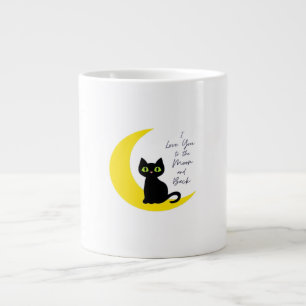 Love You To The Moon And Back Black Cat Lover Whim Large Coffee Mug