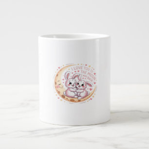 Love You To The Moon And Back Bunny Couple Love Wh Large Coffee Mug