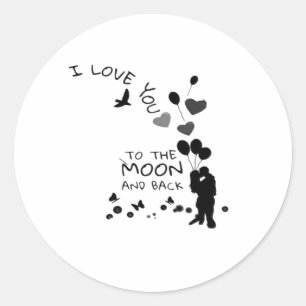 Love You To The Moon And Back Couple Moonlight Hea Classic Round Sticker