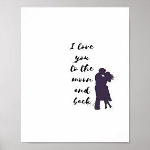 Love You To The Moon And Back Couple Moonlight Rom Poster