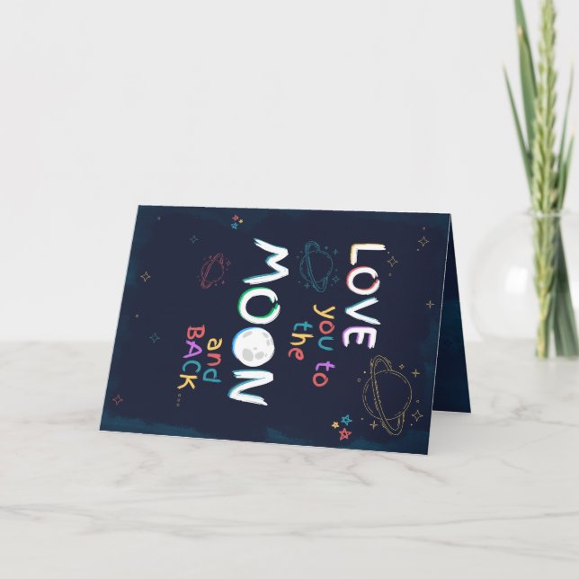 Love You To the Moon and Back Folded Photo Card (Front)