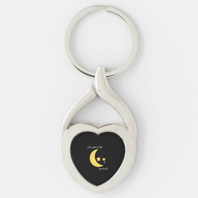 Love You To The Moon And Back Minimal Aesthetic  Keychain (Front)