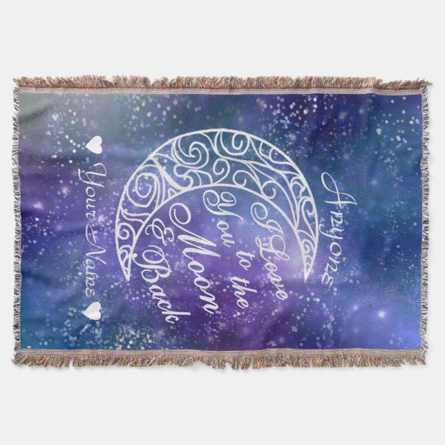 Love You To The Moon and Back Personalized Throw Blanket (Front)