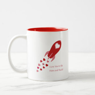 Love You to the Moon and Back Rocket Ship Two-Tone Coffee Mug