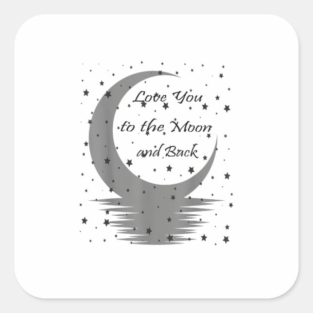 Love You To The Moon And Back Simple Romantic Desi Square Sticker (Front)
