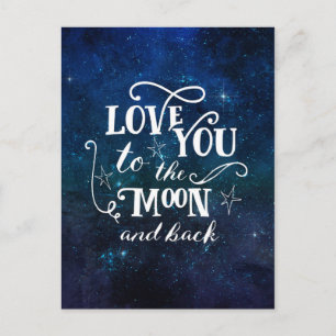 Love you to the moon and back stars postcard