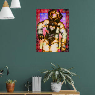 Love You to the Moon Astronaut Drawing Cool Space Poster