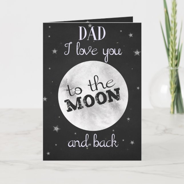 Love you to the moon & back black father's day card (Front)