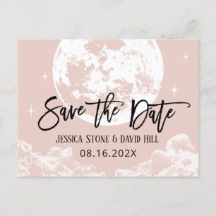 Love You To the Moon & Back Blush Save the Date Announcement Postcard