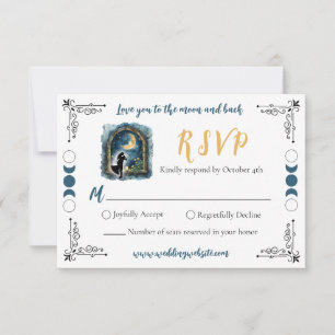 Love you to the Moon Celestial Wedding RSVP Card