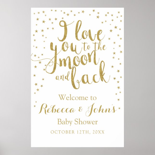 Love you to the Moon Glittery Gold Welcome Sign (Front)