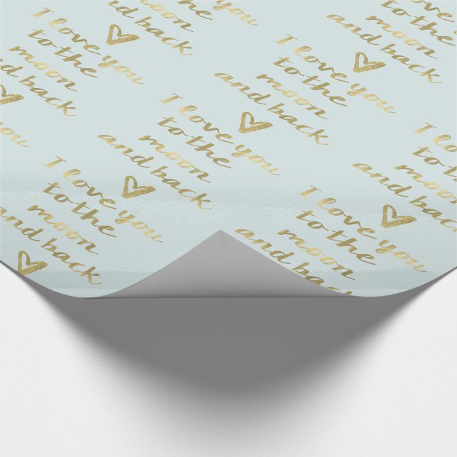 Love You to the Moon Gold Wrapping Paper (Corner)