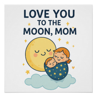 Love you to the Moon Mom T-Shirt Poster