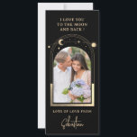 Love You To The Moon Photo Celestial Black Gold Holiday Card<br><div class="desc">Love You To The Moon Photo Celestial Black Gold Mystical Astronomy Downloadable Instant Digital Download Printable Greeting Card features a gold sun, moon and stars with a golden frame on a black background. Perfect for Valentine's Day, birthday, Christmas, Mother's Day and more. Designed for you by Evco Studio. View the...</div>