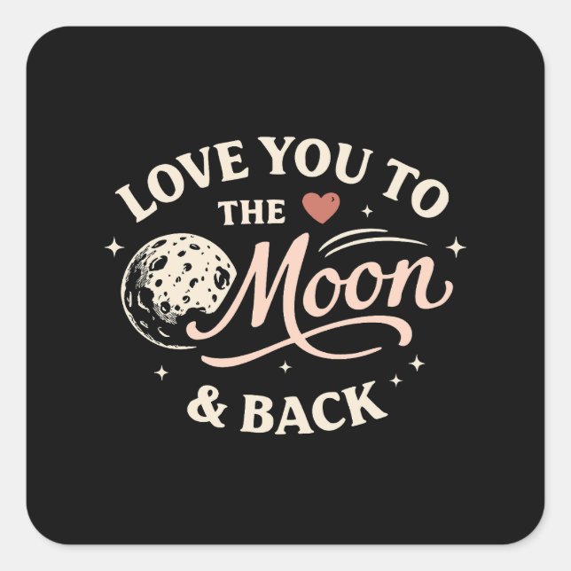 Love You to the Moon Retro Classic Valentine Square Sticker (Front)