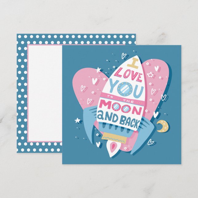 Love You to the Moon Rocket Card (Front/Back)