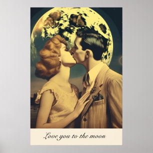 Love you to the moon, travel poster customizable