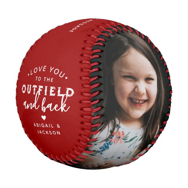 Love You To The Outfield 2-Photo Grandpa Gift Baseball (Angled)