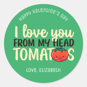 Love You Tomatoes Funny Pun Cute Valentine's Day Classic Round Sticker