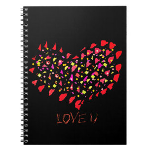 Love You U Big Red Heart Notebook