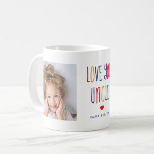 Love You Uncle   Two Photo Rainbow Coloured Text Coffee Mug